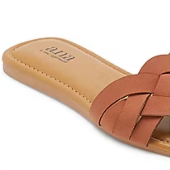 New a.n.a. Kings Flat Leather Sandals slip on slides flip flops Terracotta sz 6 - Picture 4 of 5